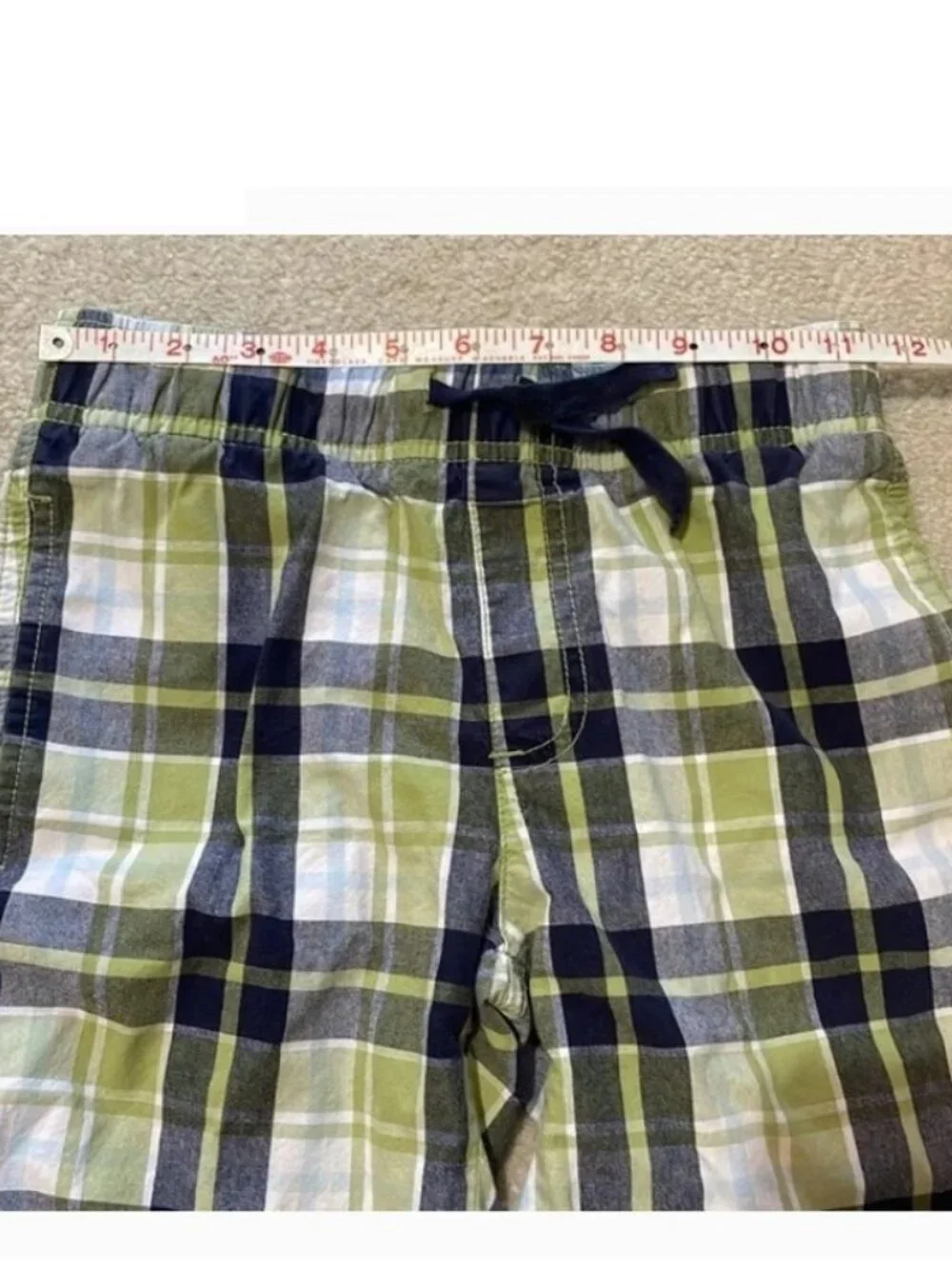Gymboree Pull-On Shorts Plaid Green Blue Navy Boys Size 8